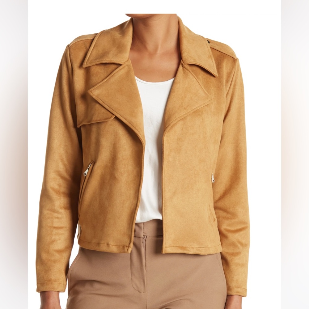 Ookie and Lala Faux Suede Crop Jacket, Luggage, XS